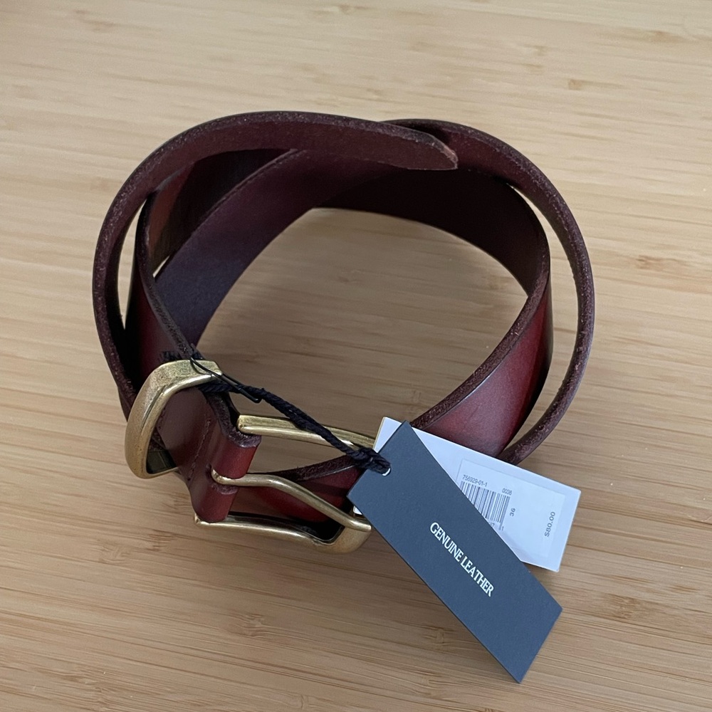 Banana Republic Factory Deep Brown Leather Belt with Gold Buckle